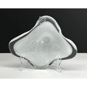 White and Clear Organic Shape Glass Bowl from Balboa Venetian Glass